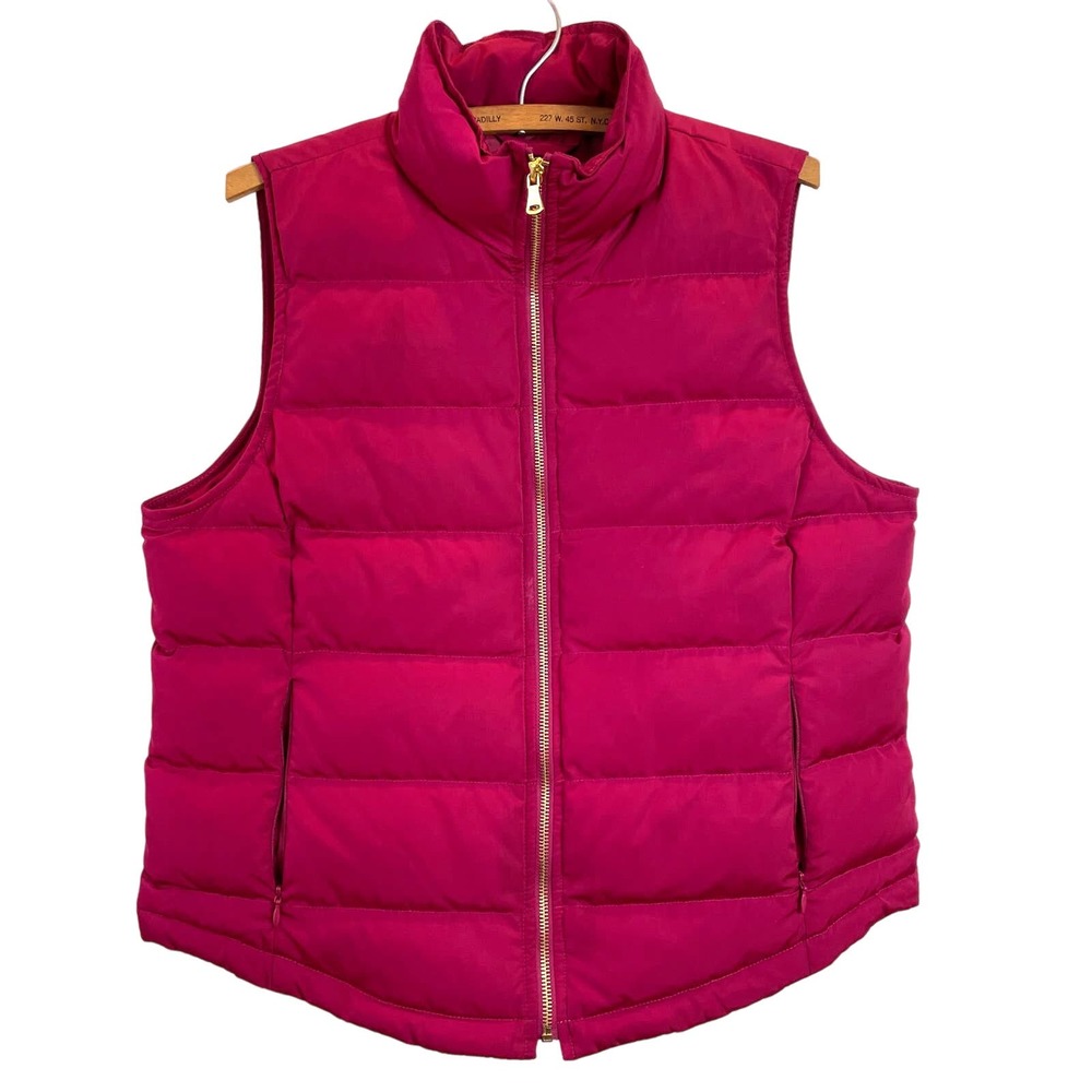 Talbots Womens Red Down Fill Puffer Vest Full Zip Size Med Petites Lightweight